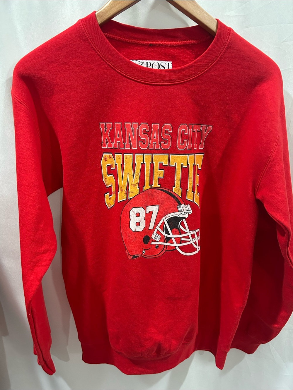 Kansas City Swifties Red Distressed Logo Sweatshirt EUC Taylor Swift